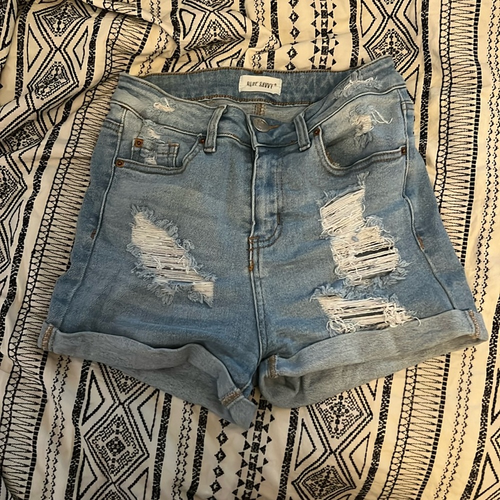 High-Waisted Light Blue Jean Shorts